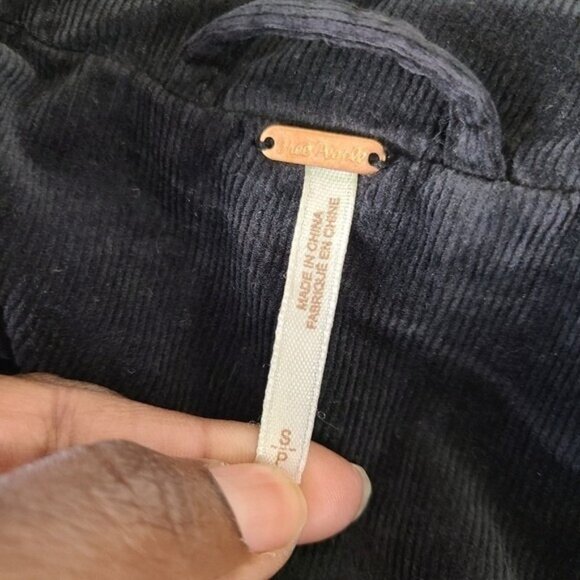 Free People Byron Black Corduroy Blazer Jacket S - Picture 7 of 8